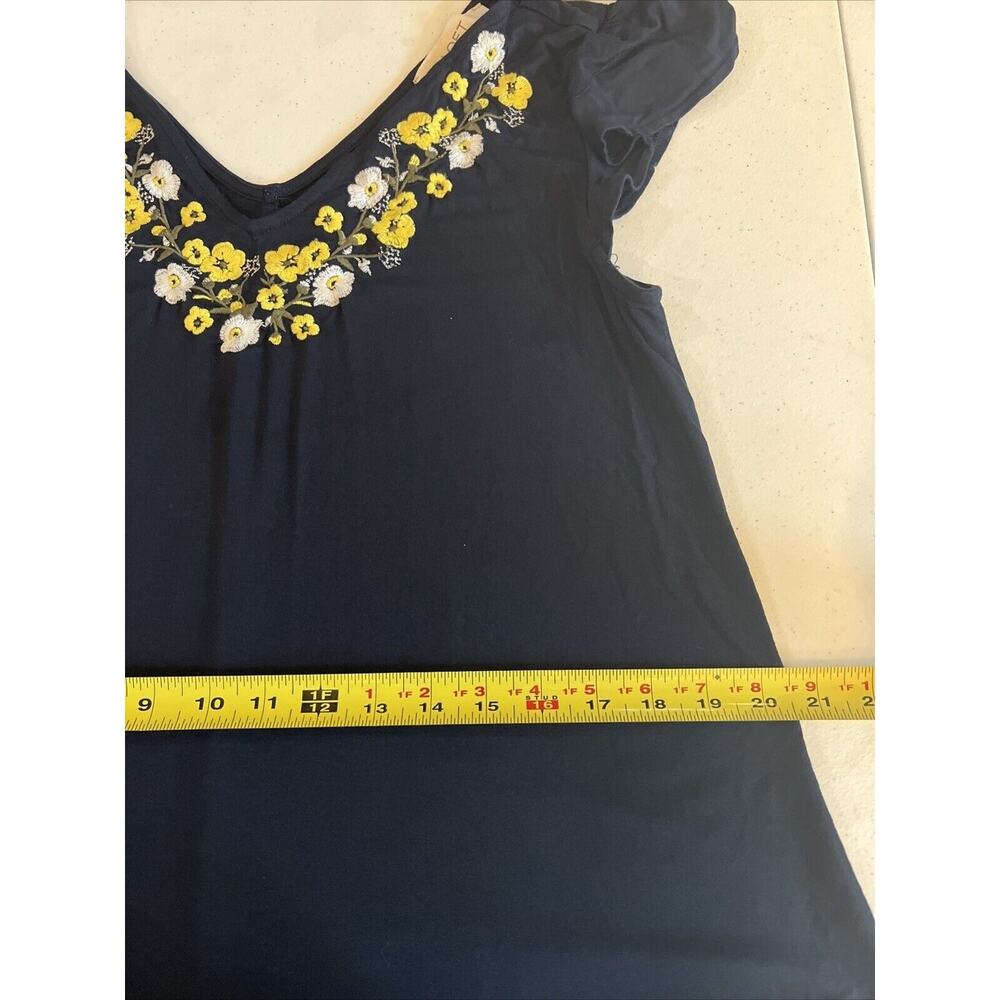 Loft Ann Taylor Size small petite Womens Dress Embroidered Floral Knit blue - Picture 8 of 8